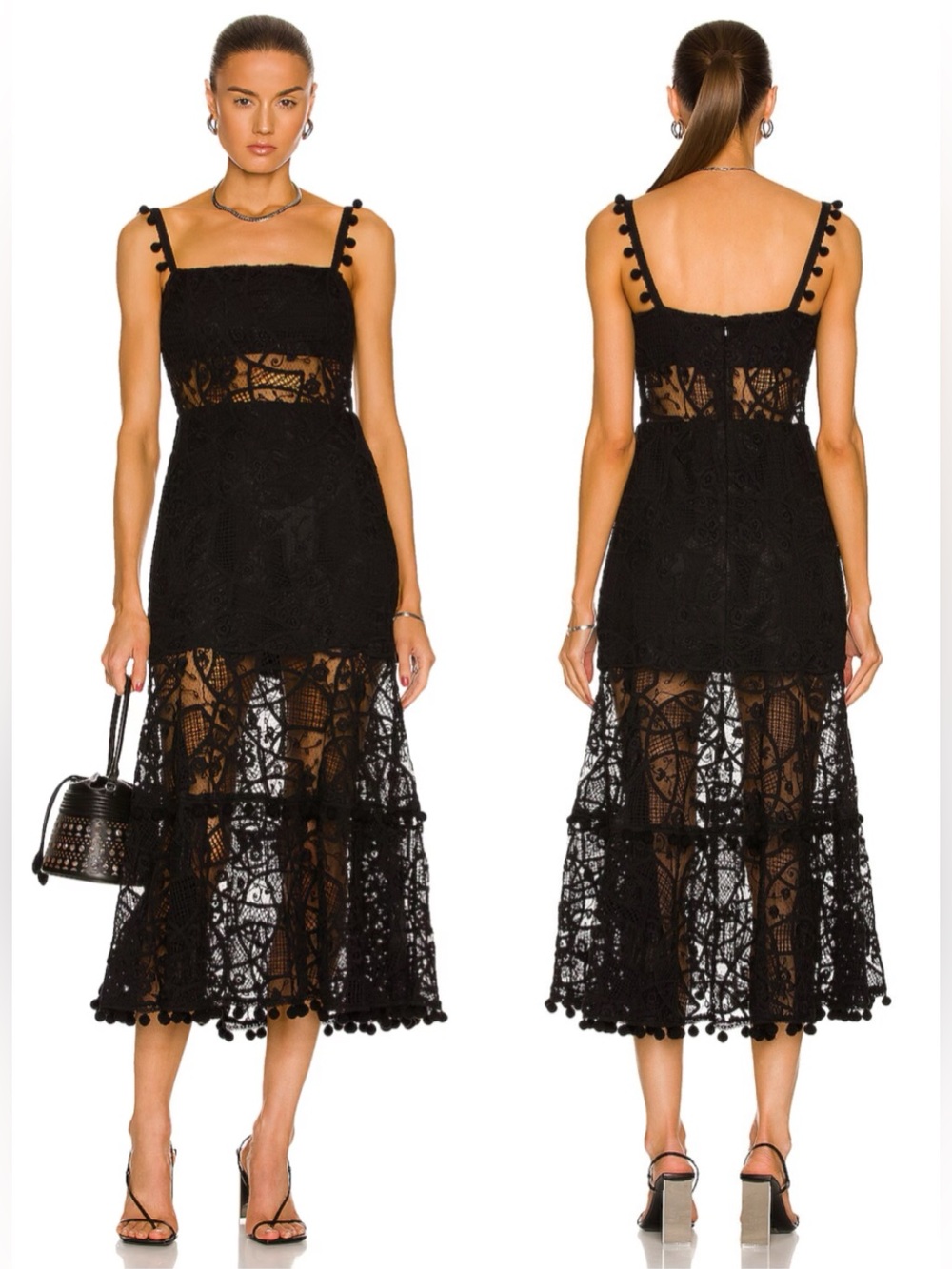 Alexis Lucila Lace Midi Dress Black - Picture 1 of 10